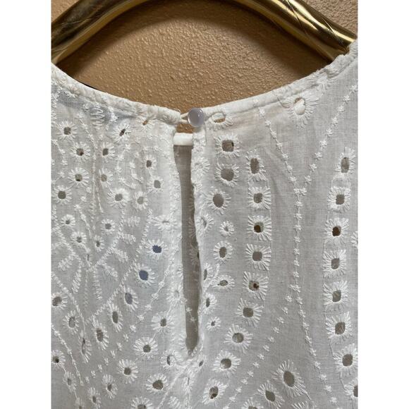 Pippidip Dress Eyelet Lace Mini Dress Scalloped Hemline and Sleeves size Medium - Picture 7 of 11